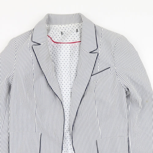 Atmosphere Womens Blue Striped Polyester Jacket Blazer Size 8