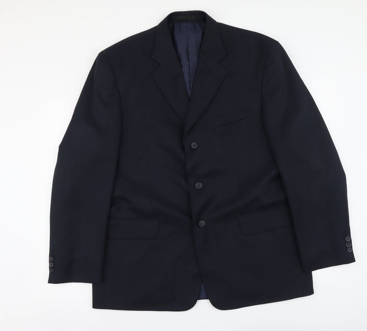 Savatini Mens Blue Polyester Jacket Suit Jacket Size L