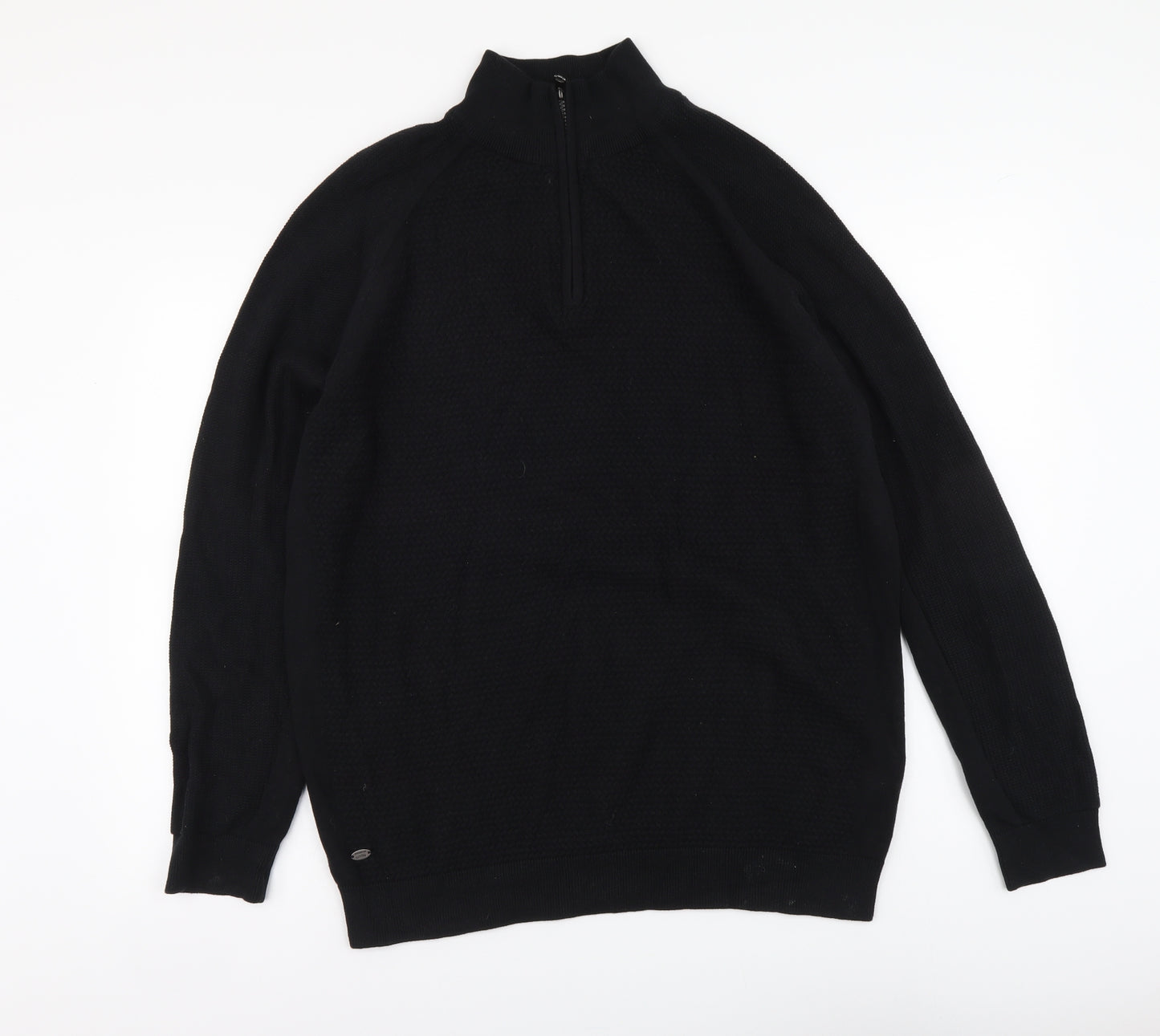 Kensington Mens Black High Neck Cotton Pullover Jumper Size XL