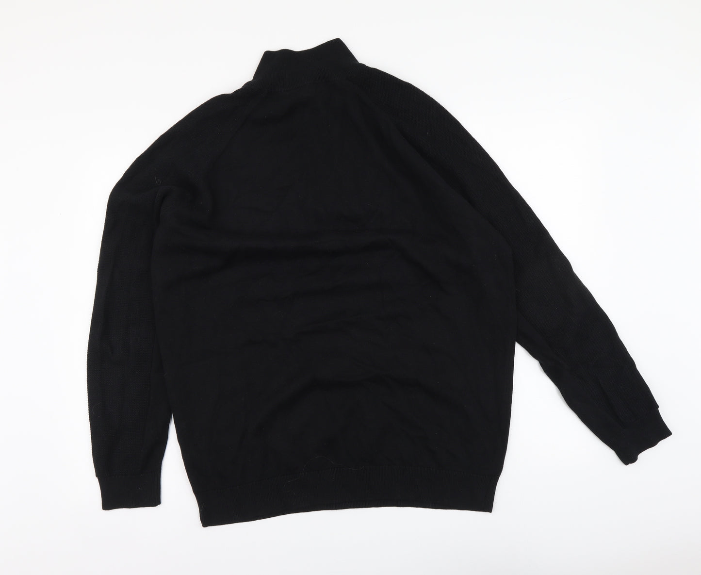 Kensington Mens Black High Neck Cotton Pullover Jumper Size XL