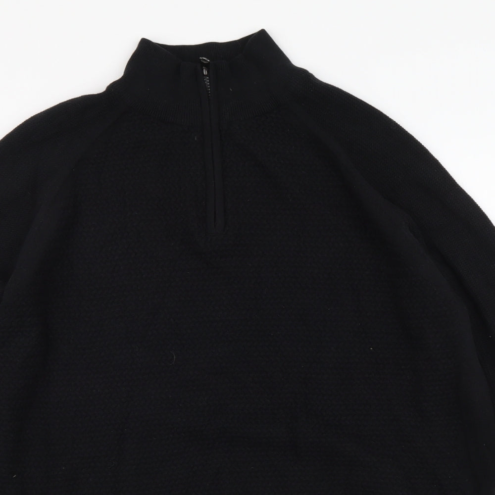 Kensington Mens Black High Neck Cotton Pullover Jumper Size XL