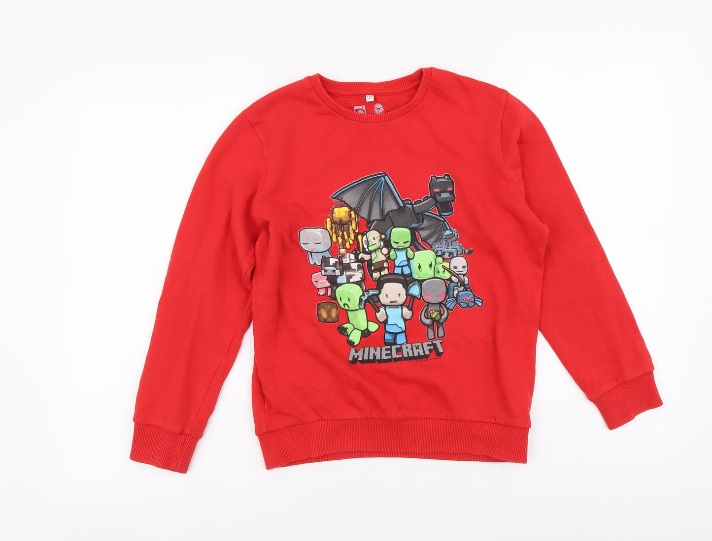 Marks and Spencer Boys Red Cotton Pullover Sweatshirt Size 9-10 Years Pullover - Minecraft