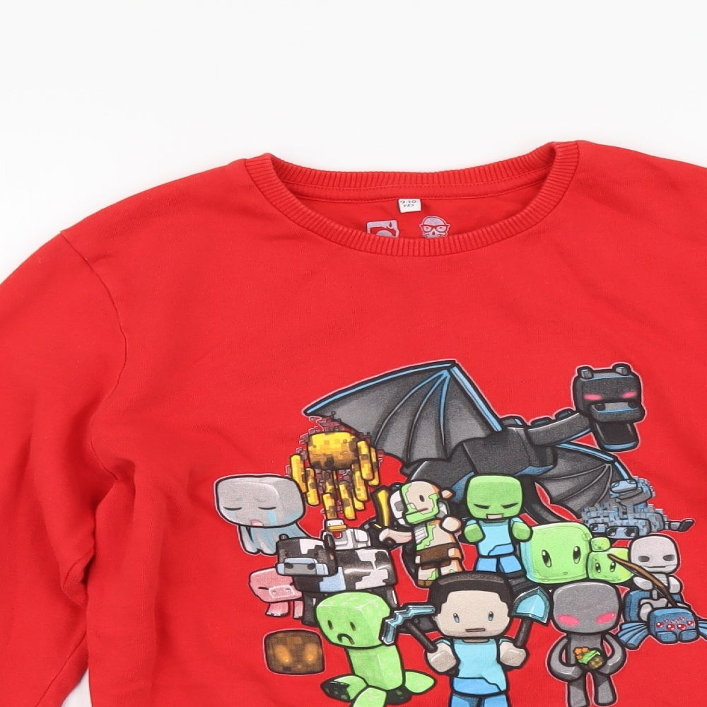 Marks and Spencer Boys Red Cotton Pullover Sweatshirt Size 9-10 Years Pullover - Minecraft