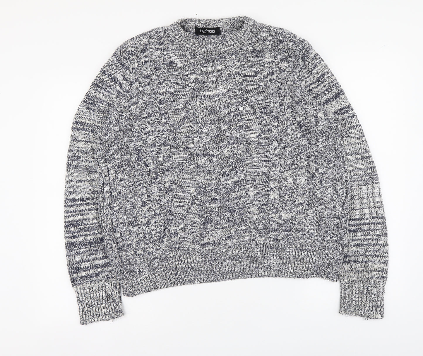 Boohoo Mens Blue Round Neck Cotton Pullover Jumper Size L