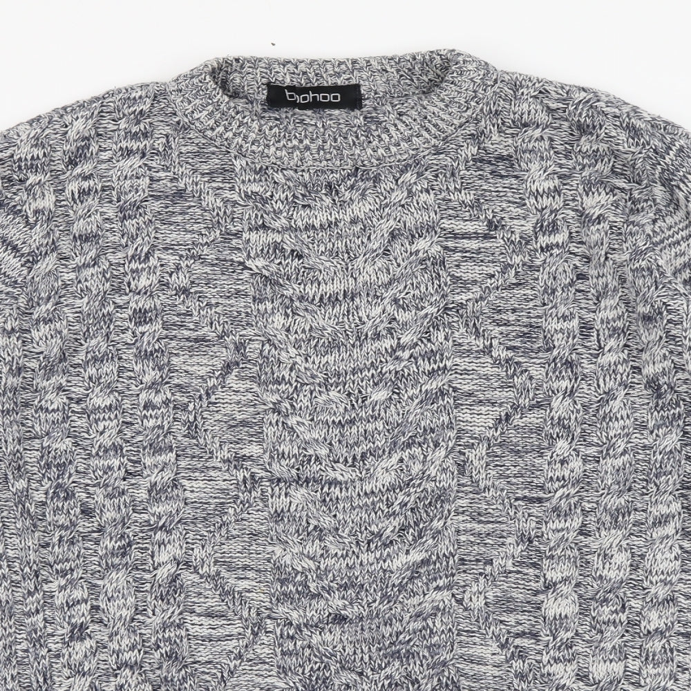 Boohoo Mens Blue Round Neck Cotton Pullover Jumper Size L
