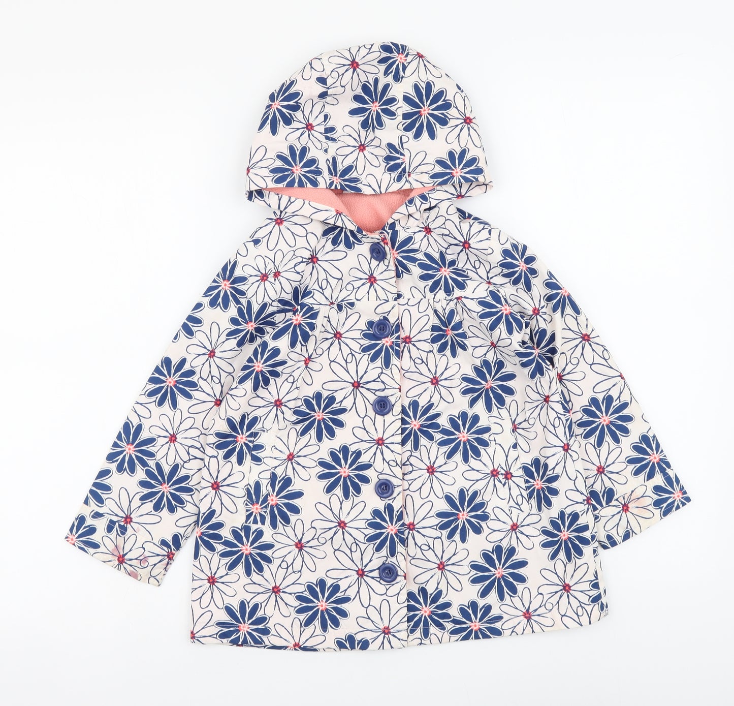 George Girls White Floral Rain Coat Coat Size 4-5 Years Button