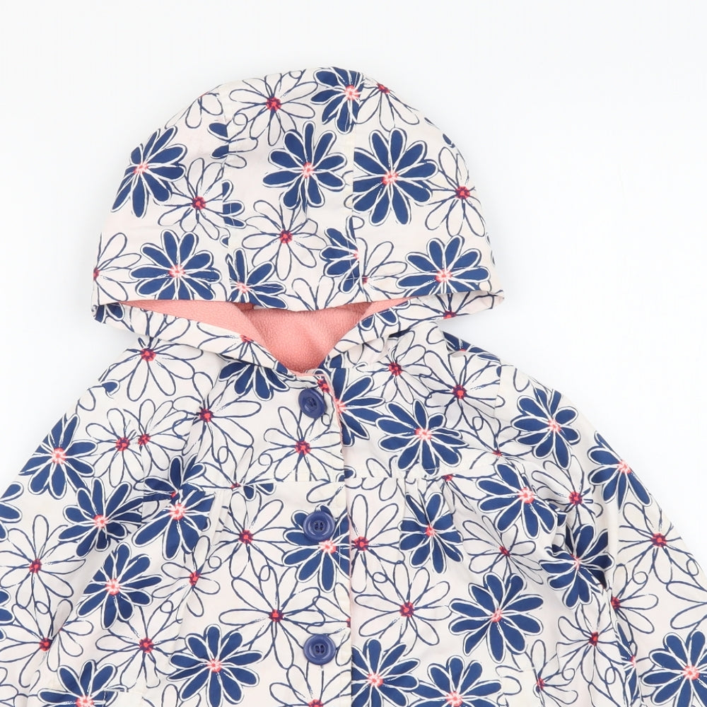 George Girls White Floral Rain Coat Coat Size 4-5 Years Button