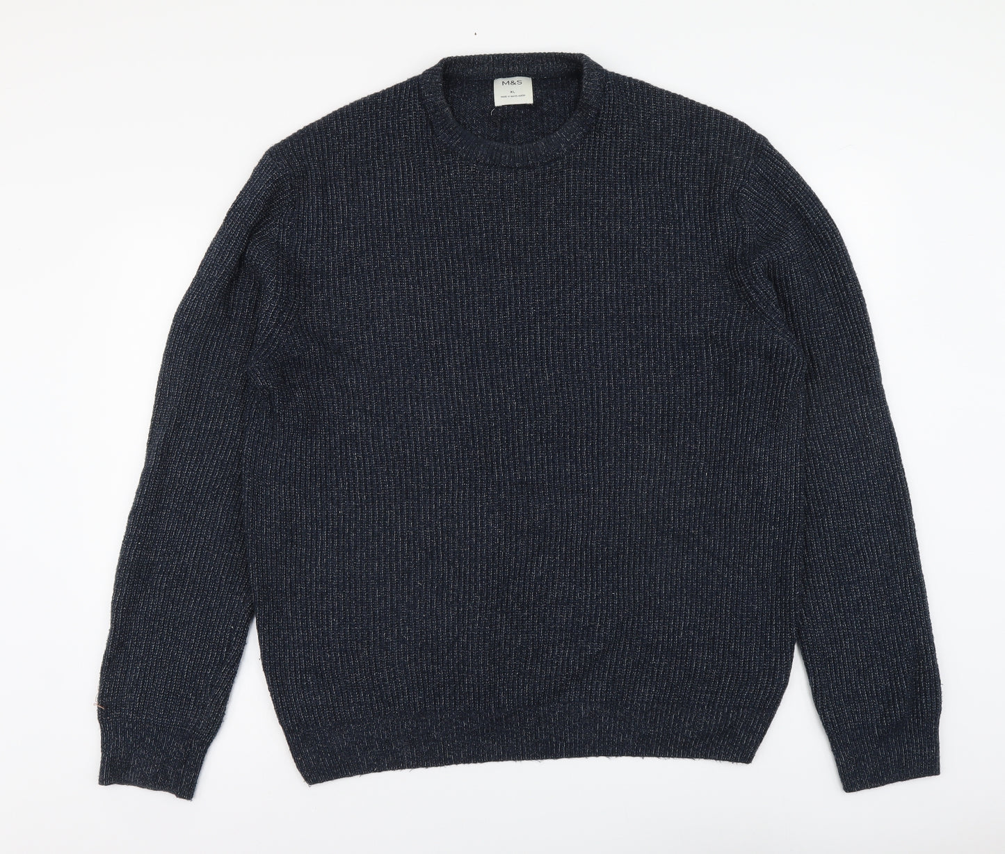 Marks and Spencer Mens Blue Round Neck Polyamide Pullover Jumper Size XL