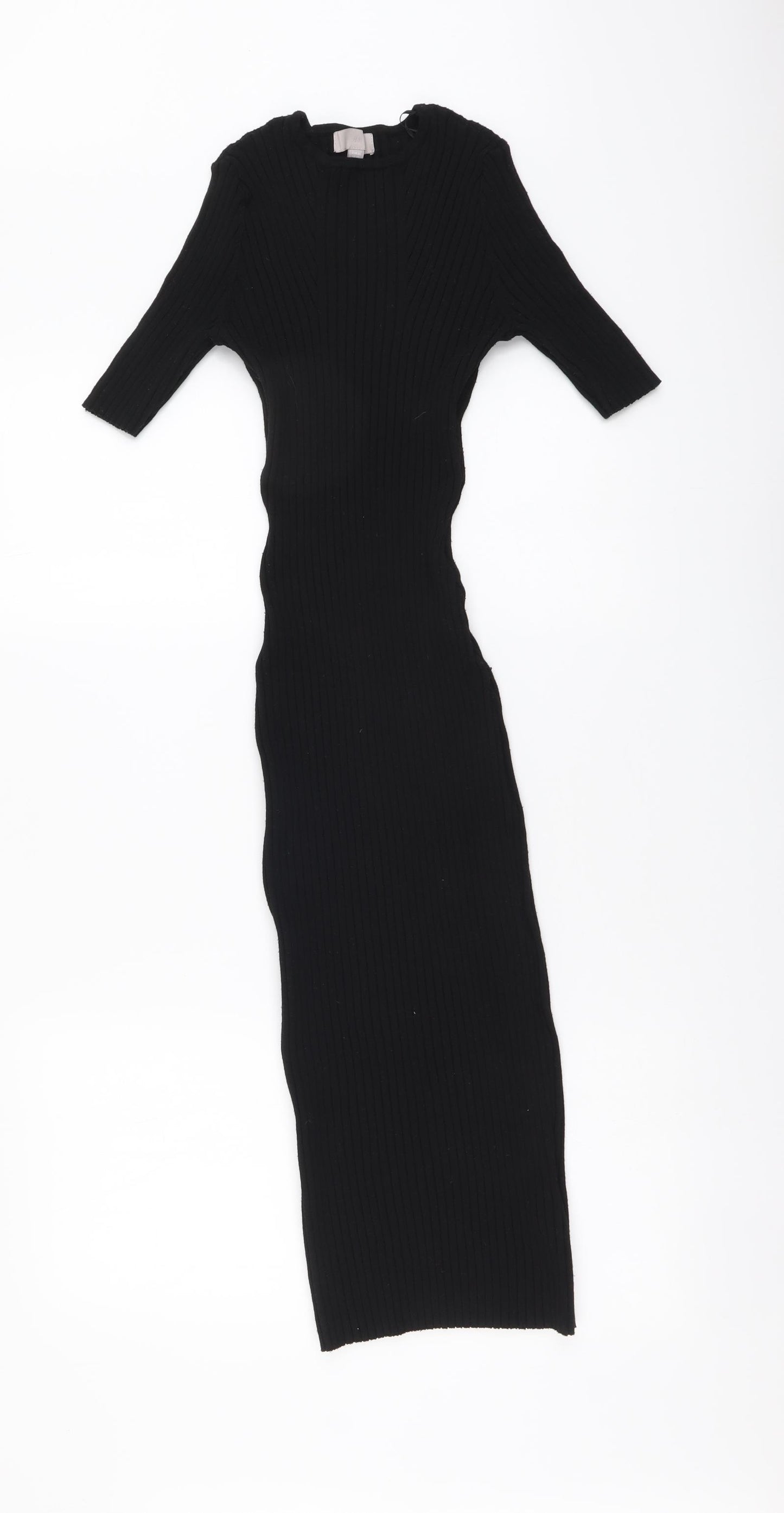 H&M Womens Black Polyester Jumper Dress Size XS Round Neck Pullover