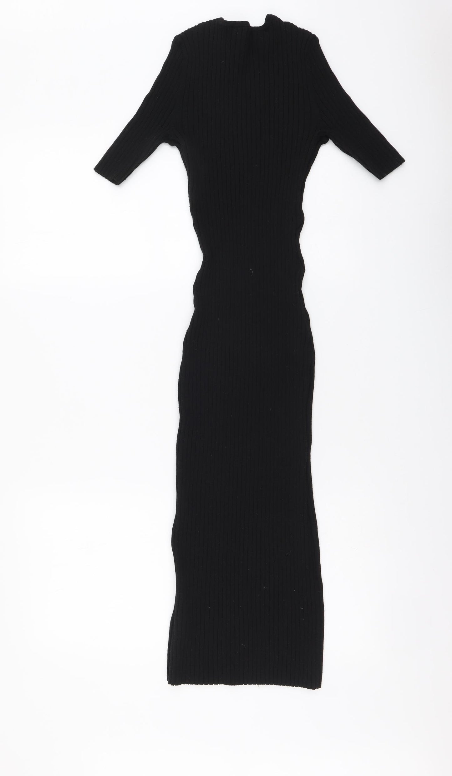 H&M Womens Black Polyester Jumper Dress Size XS Round Neck Pullover