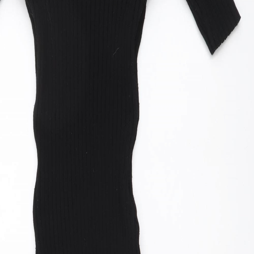 H&M Womens Black Polyester Jumper Dress Size XS Round Neck Pullover