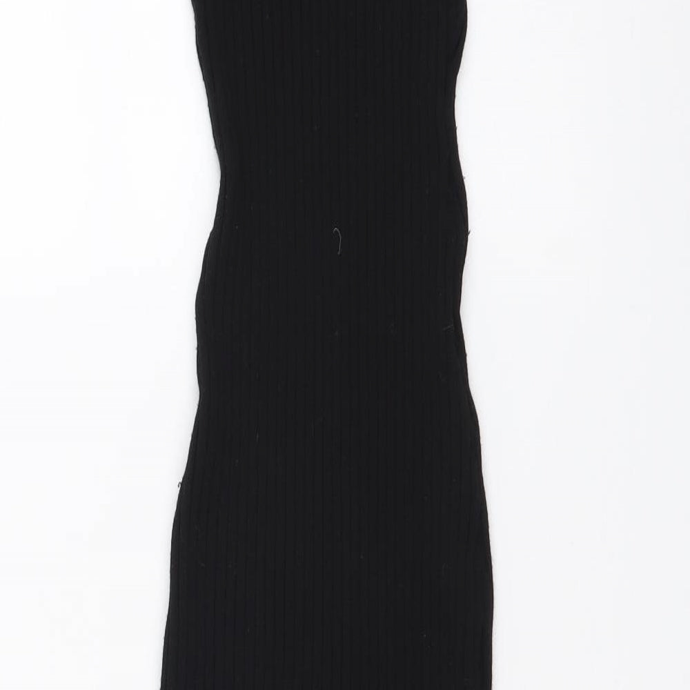 H&M Womens Black Polyester Jumper Dress Size XS Round Neck Pullover