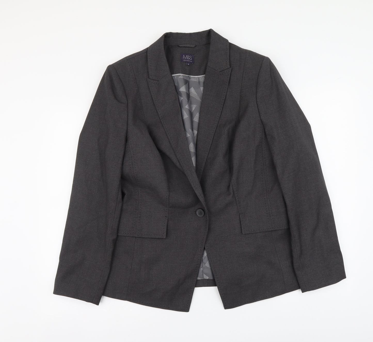 Marks and Spencer Womens Grey Polyester Jacket Suit Jacket Size 18