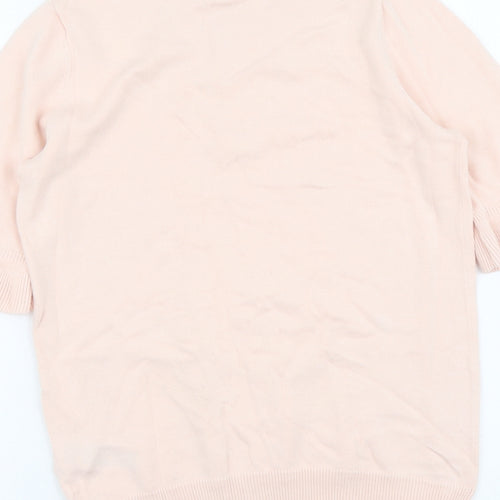 Dorothy Perkins Womens Pink Round Neck Cotton Pullover Jumper Size 10 - Lace Detail