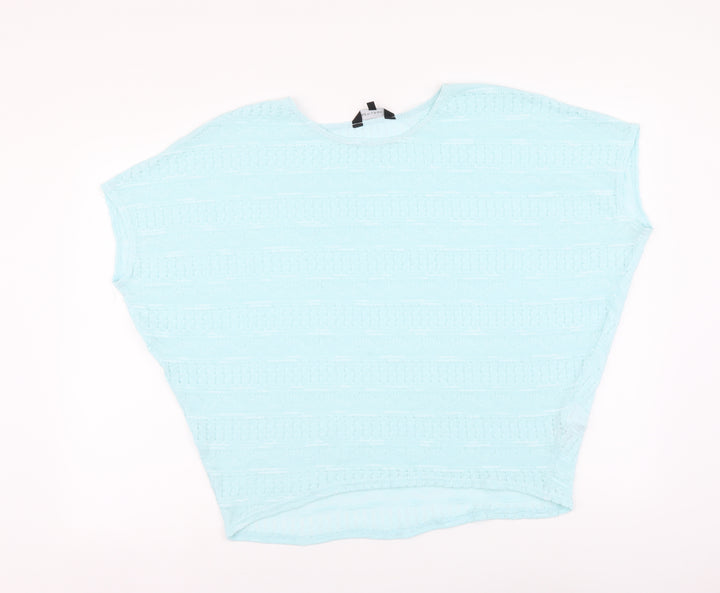 New Look Womens Blue Polyester Basic Blouse Size 12 Round Neck