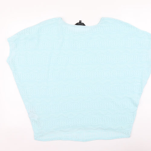 New Look Womens Blue Polyester Basic Blouse Size 12 Round Neck