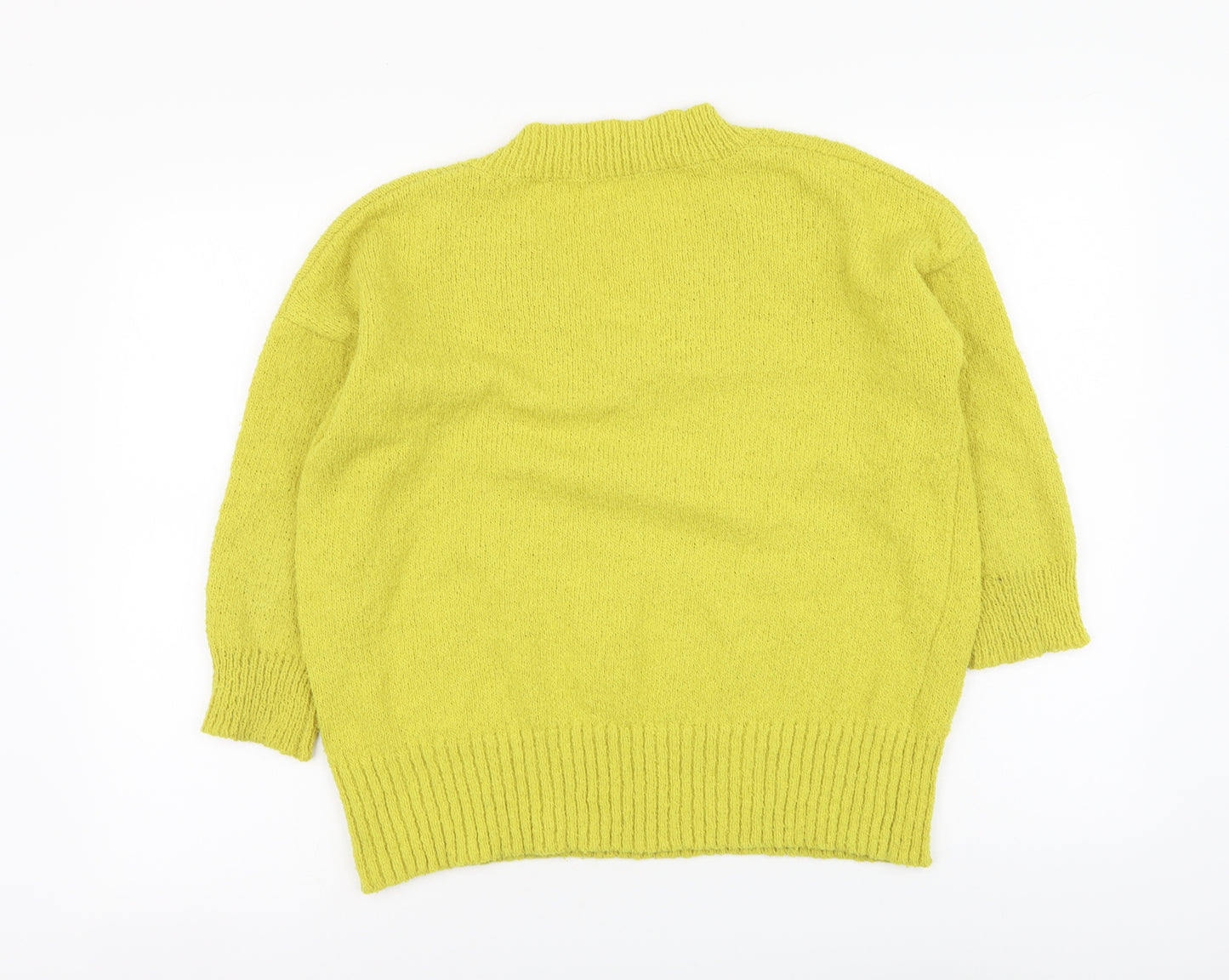 TU Womens Yellow V-Neck Polyester Pullover Jumper Size 10
