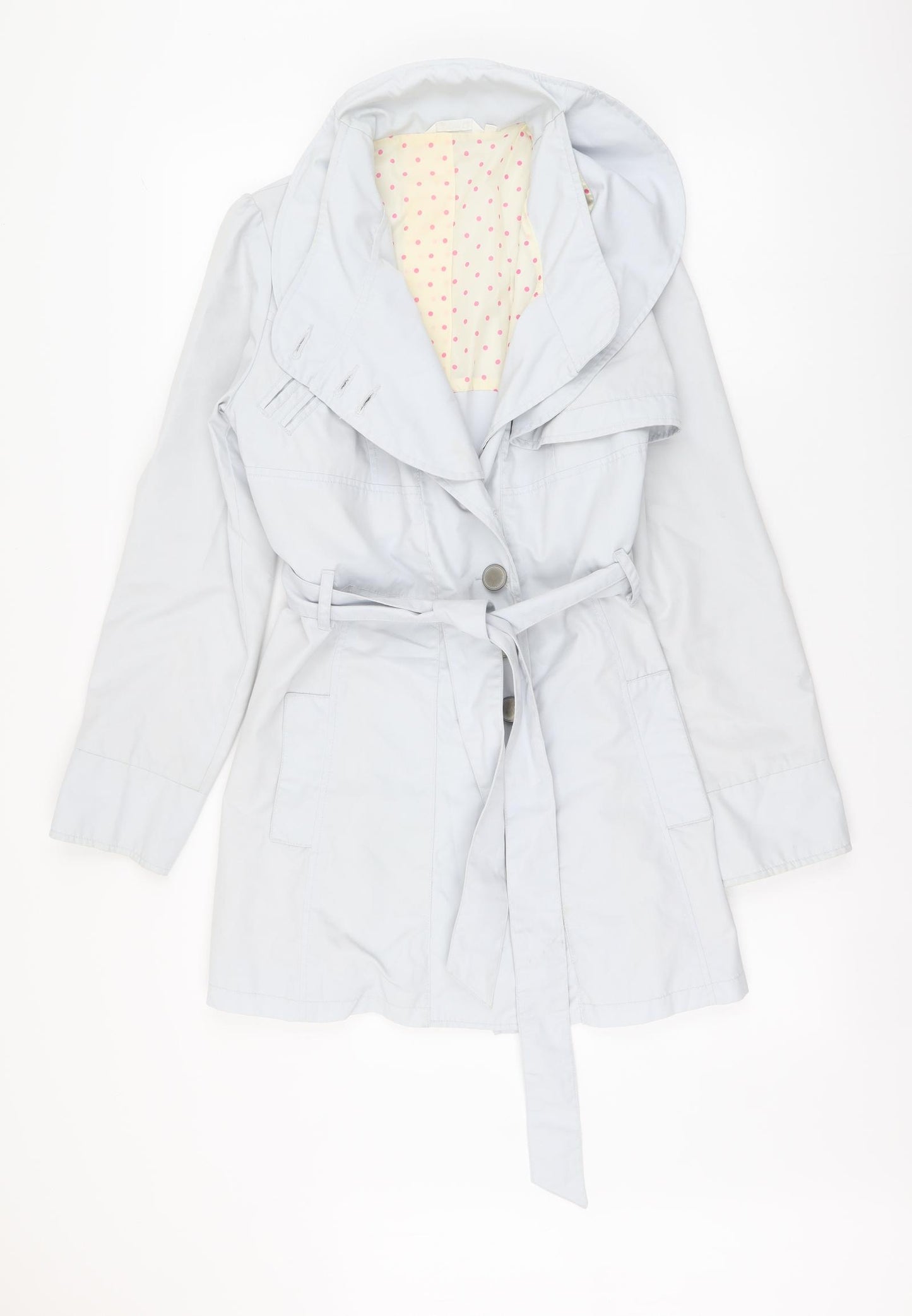 Gallery Womens Blue Trench Coat Coat Size 12 Button