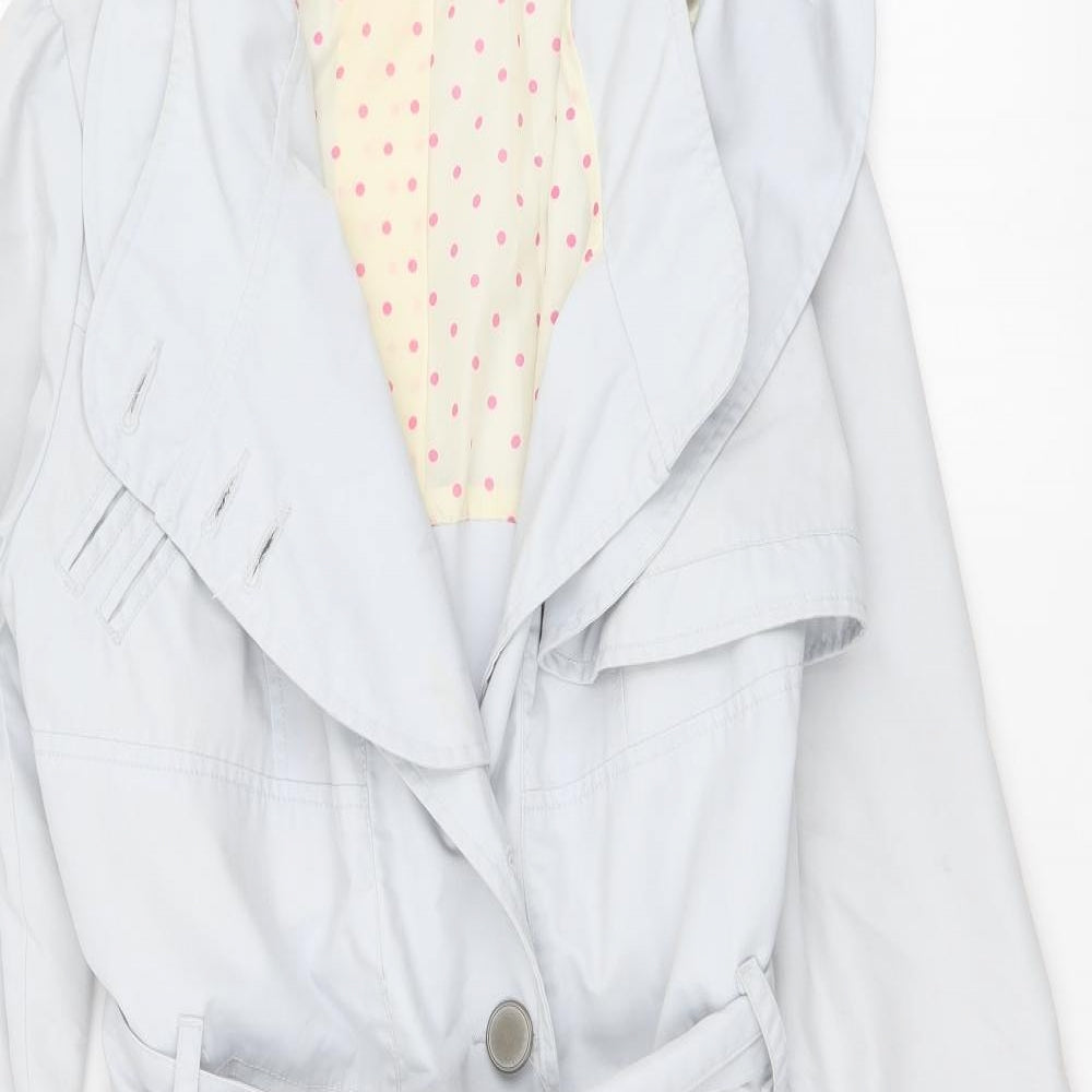 Gallery Womens Blue Trench Coat Coat Size 12 Button