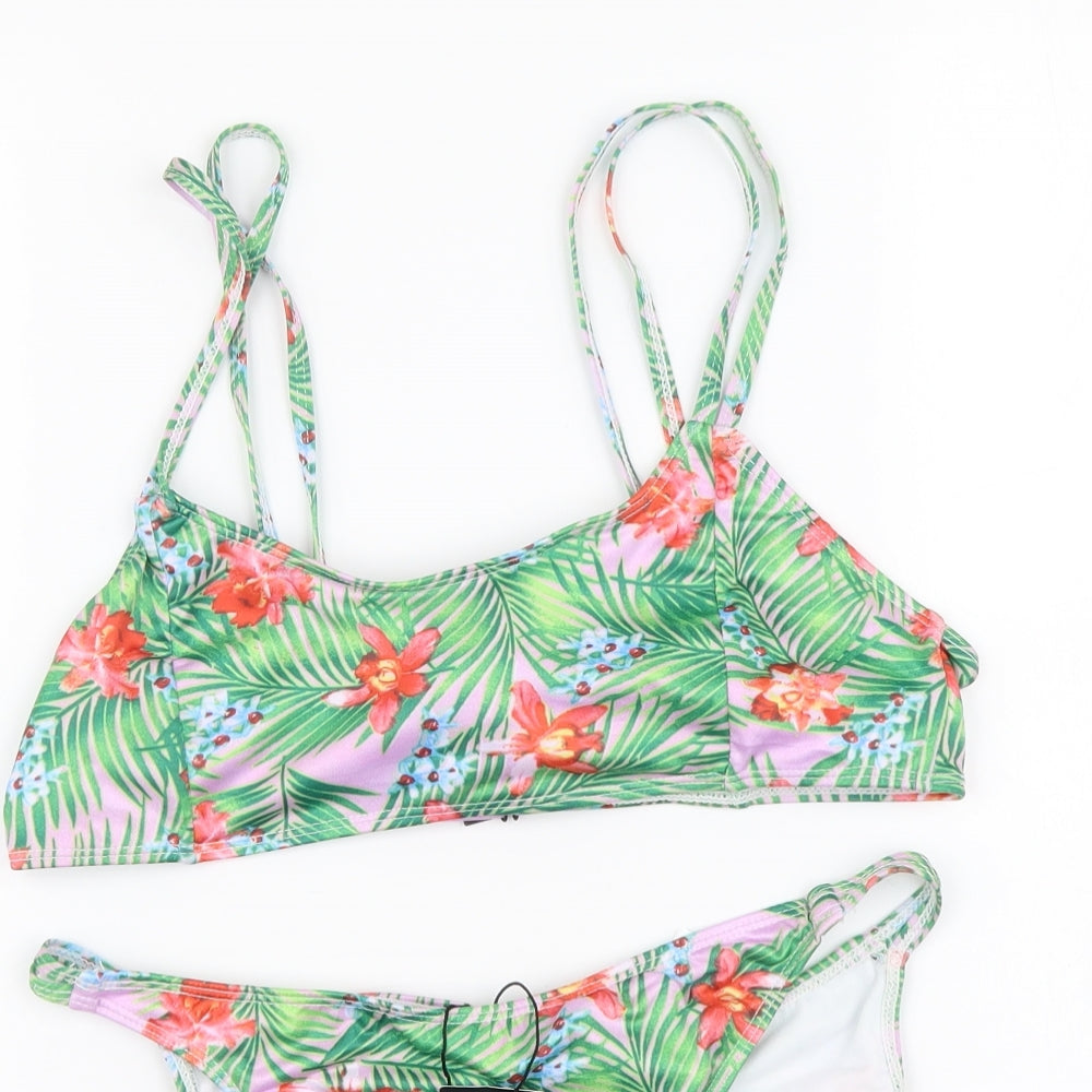 Boohoo Womens Multicoloured Floral Polyester Bikini Size 12