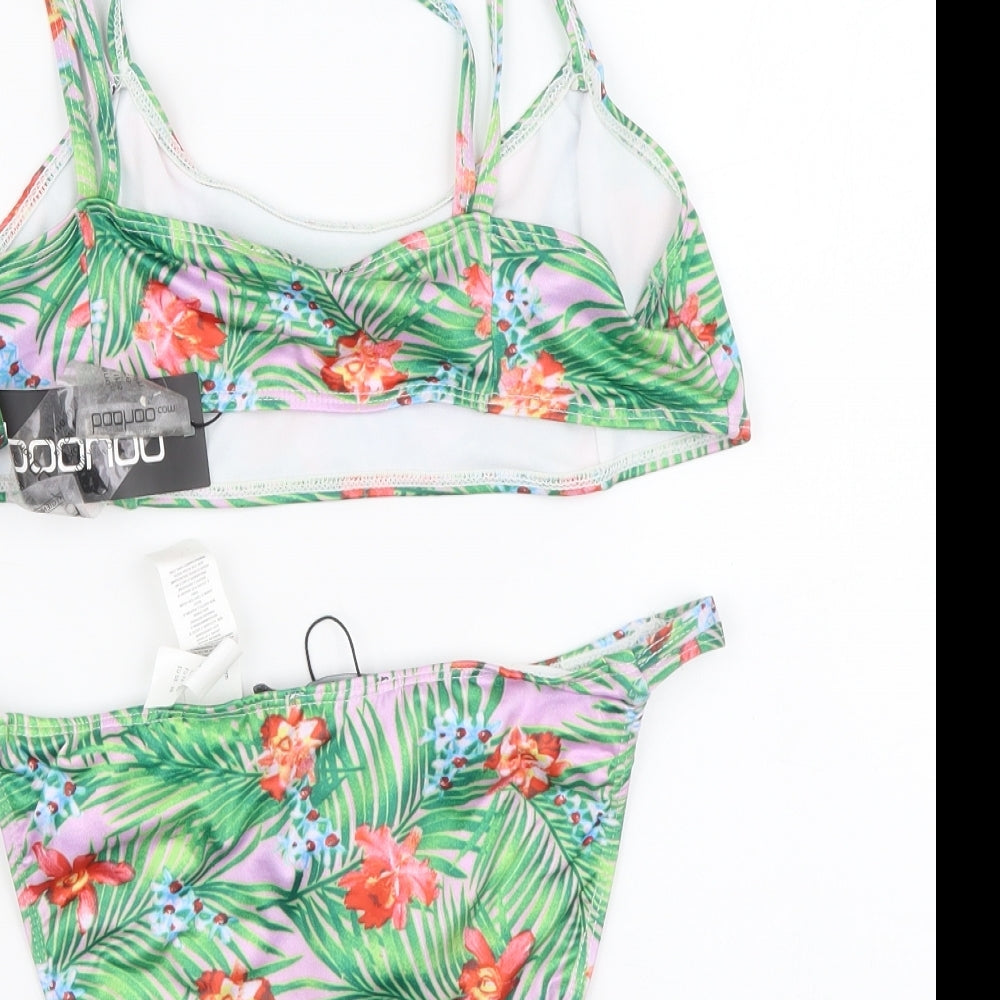 Boohoo Womens Multicoloured Floral Polyester Bikini Size 12