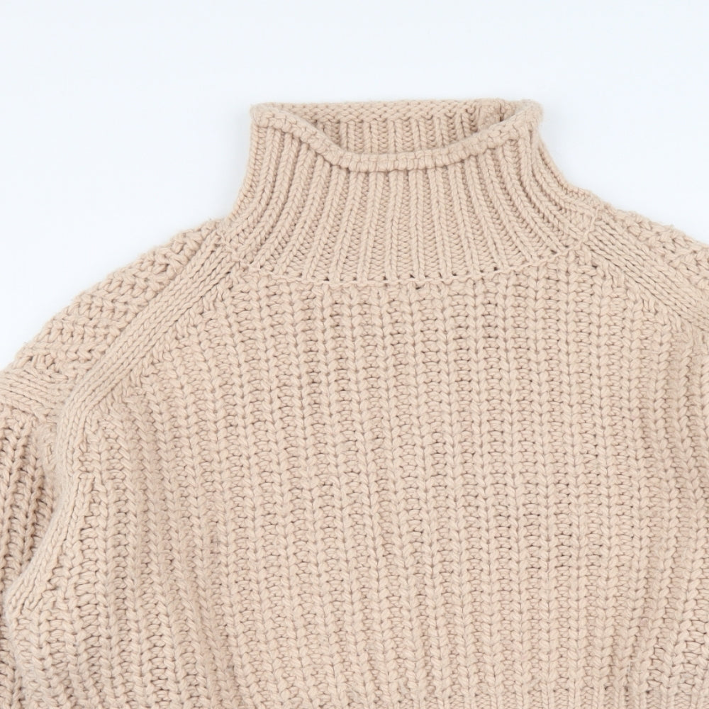 H&M Womens Pink High Neck Acrylic Pullover Jumper Size M