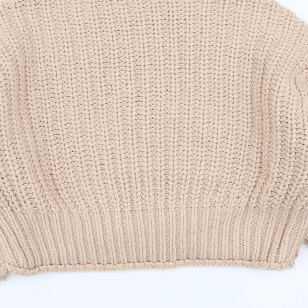 H&M Womens Pink High Neck Acrylic Pullover Jumper Size M