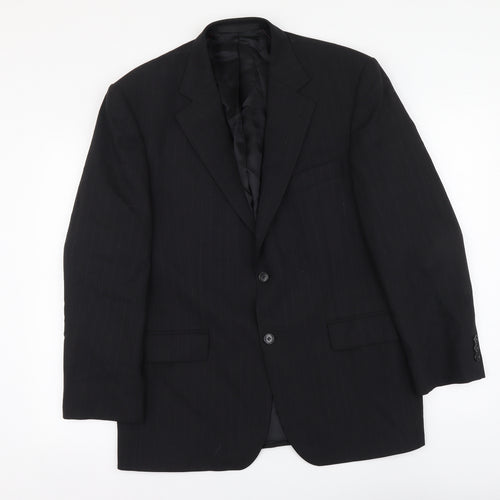 Marks and Spencer Mens Black Striped Wool Jacket Suit Jacket Size L