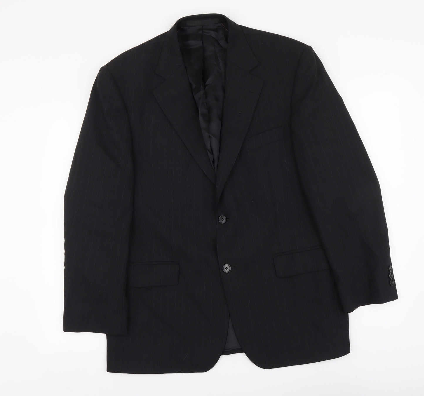 Marks and Spencer Mens Black Striped Wool Jacket Suit Jacket Size L