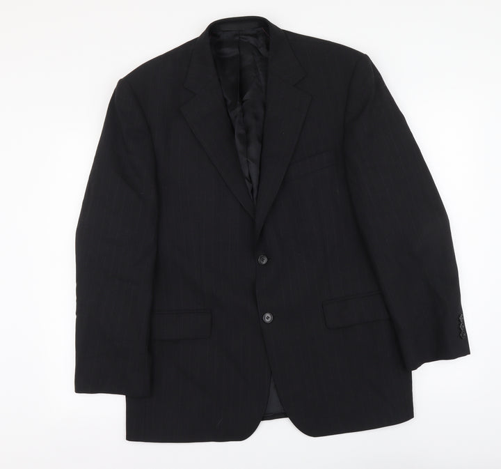 Marks and Spencer Mens Black Striped Wool Jacket Suit Jacket Size L