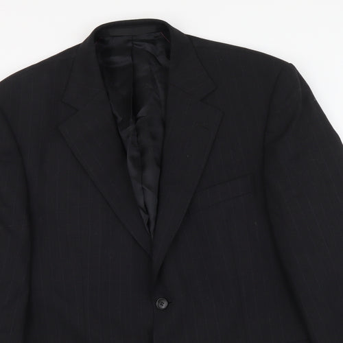 Marks and Spencer Mens Black Striped Wool Jacket Suit Jacket Size L