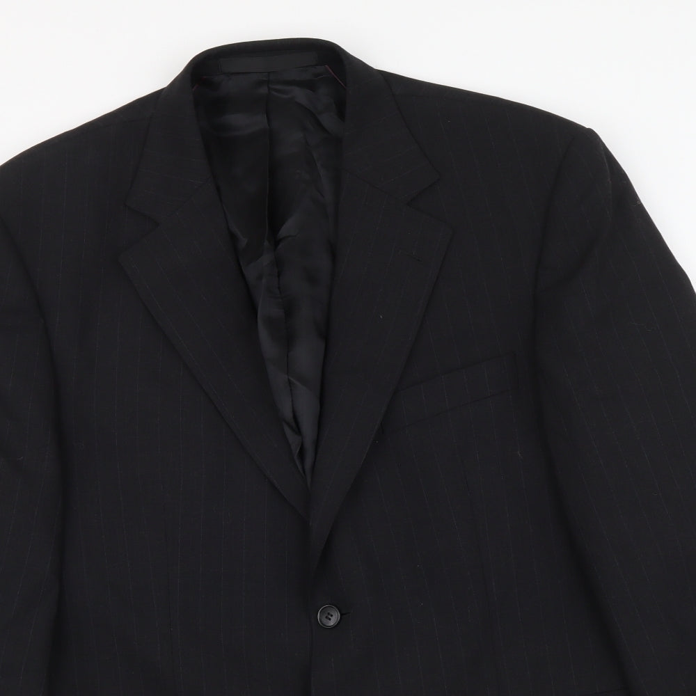 Marks and Spencer Mens Black Striped Wool Jacket Suit Jacket Size L