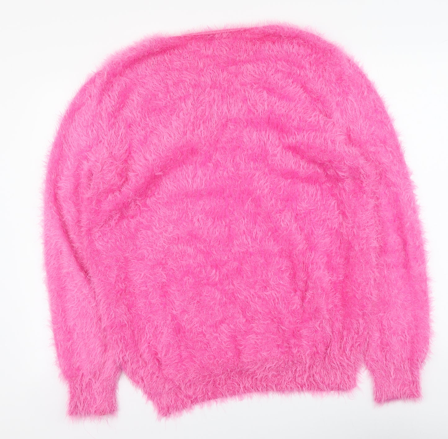 F&F Womens Pink V-Neck Nylon Pullover Jumper Size 18