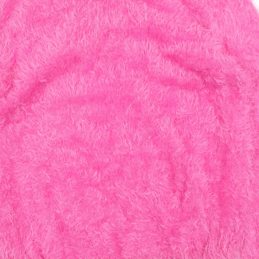 F&F Womens Pink V-Neck Nylon Pullover Jumper Size 18