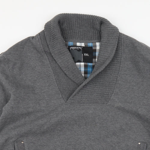 Urban Sprirt Mens Grey Cotton Pullover Sweatshirt Size 2XL