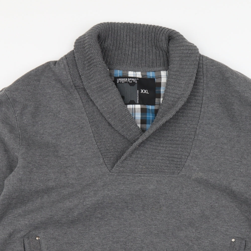 Urban Sprirt Mens Grey Cotton Pullover Sweatshirt Size 2XL
