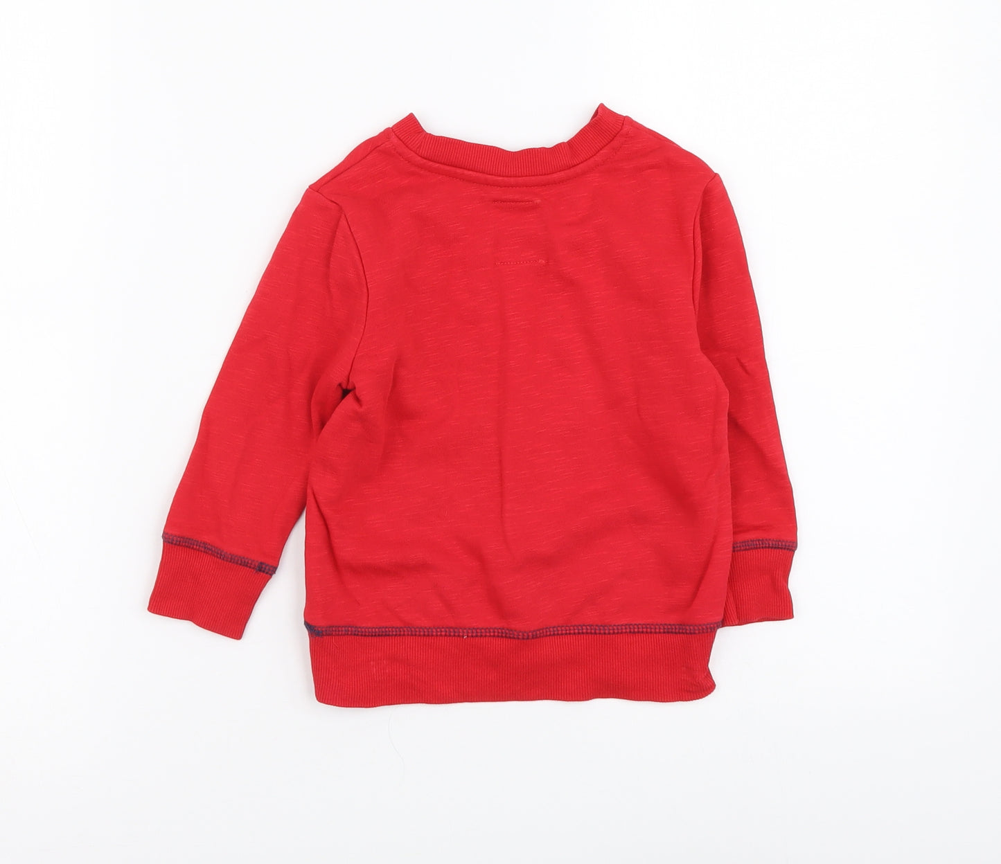 George Baby Red Cotton Pullover T-Shirt Size 18-24 Months Round Neck Pullover - Christmas Dinosaur