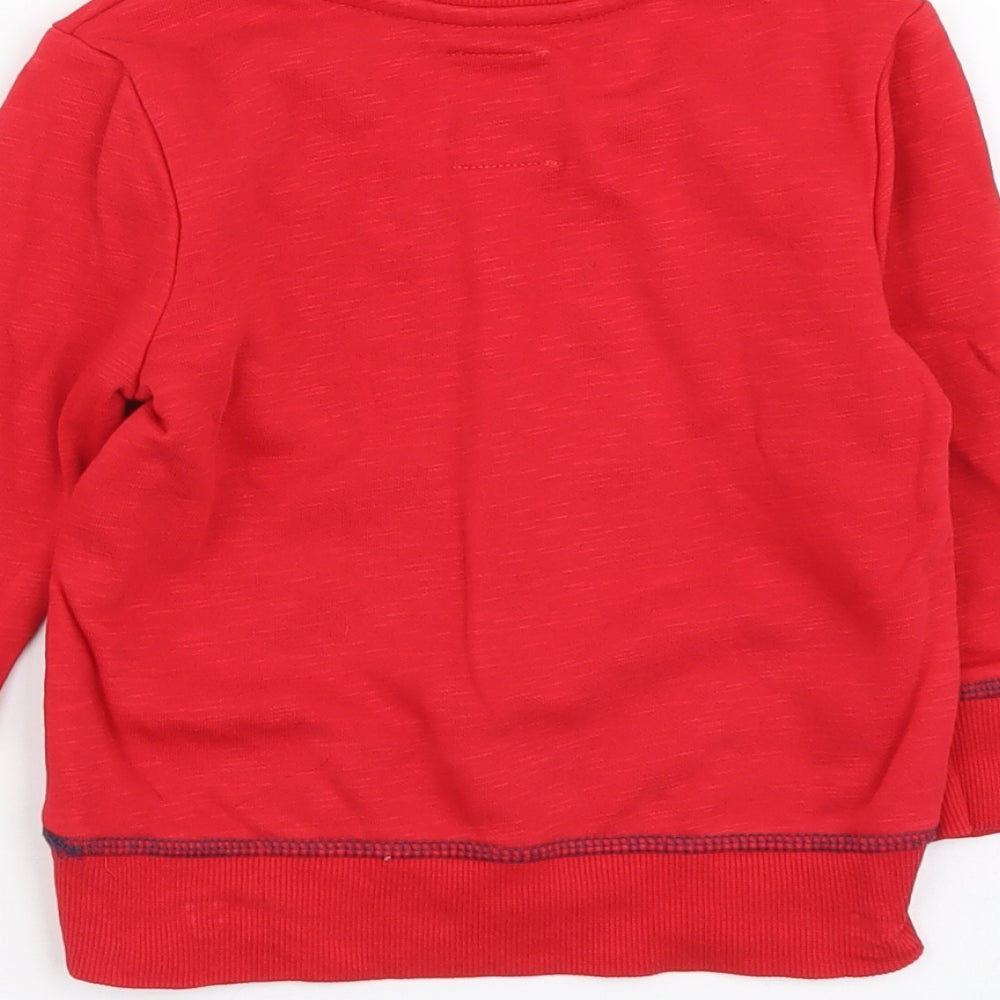 George Baby Red Cotton Pullover T-Shirt Size 18-24 Months Round Neck Pullover - Christmas Dinosaur