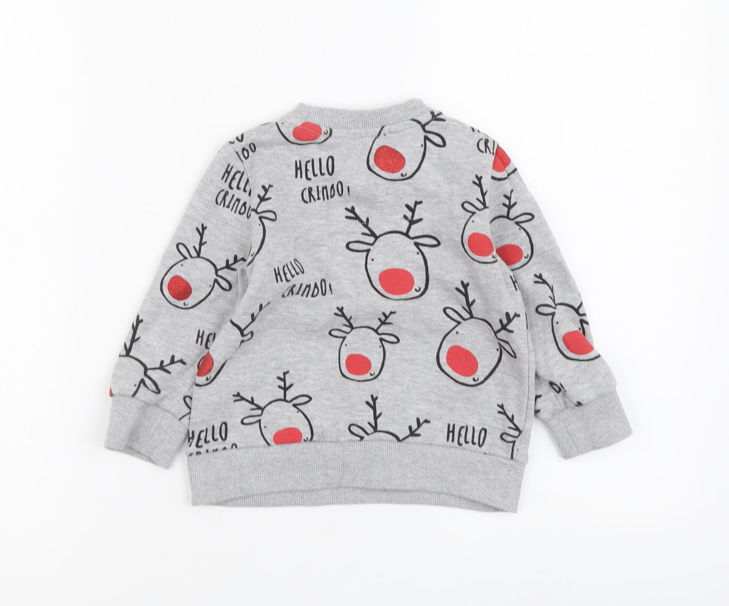 F&F Boys Grey Geometric Cotton Pullover T-Shirt Size 18-24 Months Round Neck Pullover - Hello Crimbo
