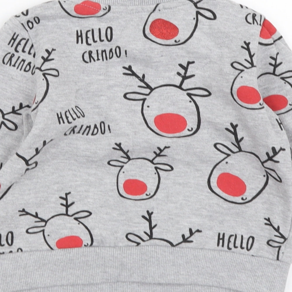 F&F Boys Grey Geometric Cotton Pullover T-Shirt Size 18-24 Months Round Neck Pullover - Hello Crimbo