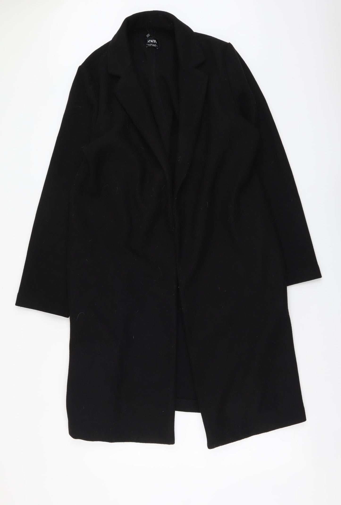 Zara Womens Black Pea Coat Coat Size XL Tie