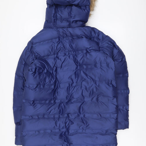 Marks and Spencer Boys Blue Parka Coat Size 13-14 Years Zip