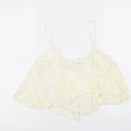 New Look Womens Ivory Nylon Cropped Tank Size 10 Round Neck