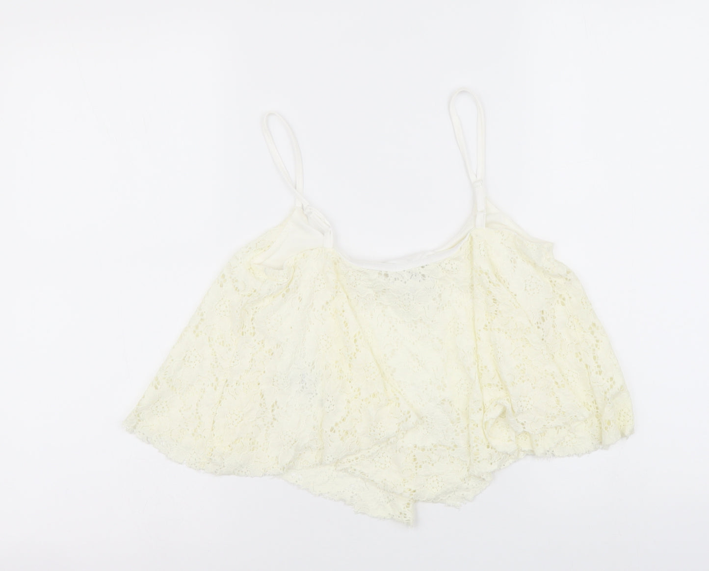 New Look Womens Ivory Nylon Cropped Tank Size 10 Round Neck