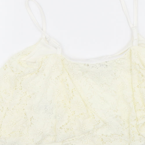New Look Womens Ivory Nylon Cropped Tank Size 10 Round Neck