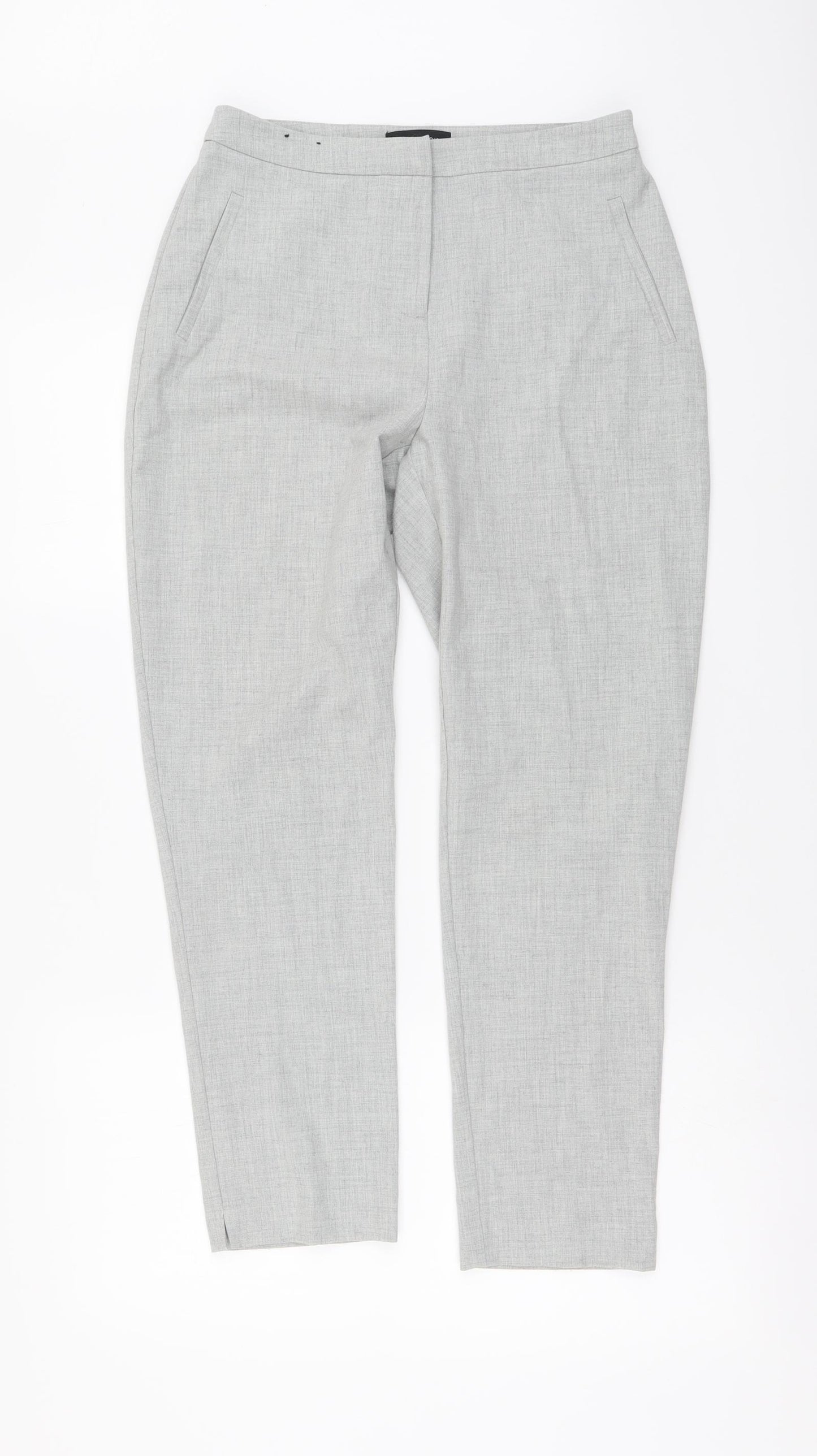New Look Womens Grey Polyester Chino Trousers Size 8 L26 in Regular Button