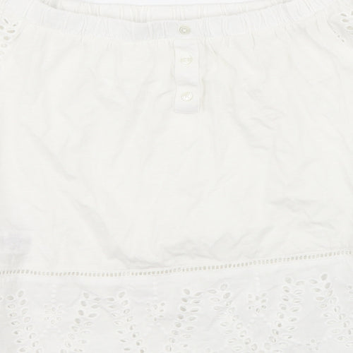 NEXT Womens White Cotton Basic Blouse Size 8 Boat Neck