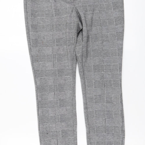 River Island Womens Grey Plaid Polyester Chino Trousers Size 8 L27 in Regular Button