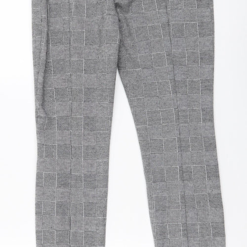 River Island Womens Grey Plaid Polyester Chino Trousers Size 8 L27 in Regular Button