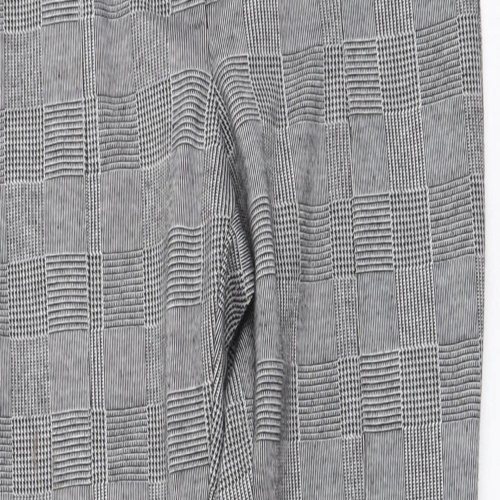 River Island Womens Grey Plaid Polyester Chino Trousers Size 8 L27 in Regular Button